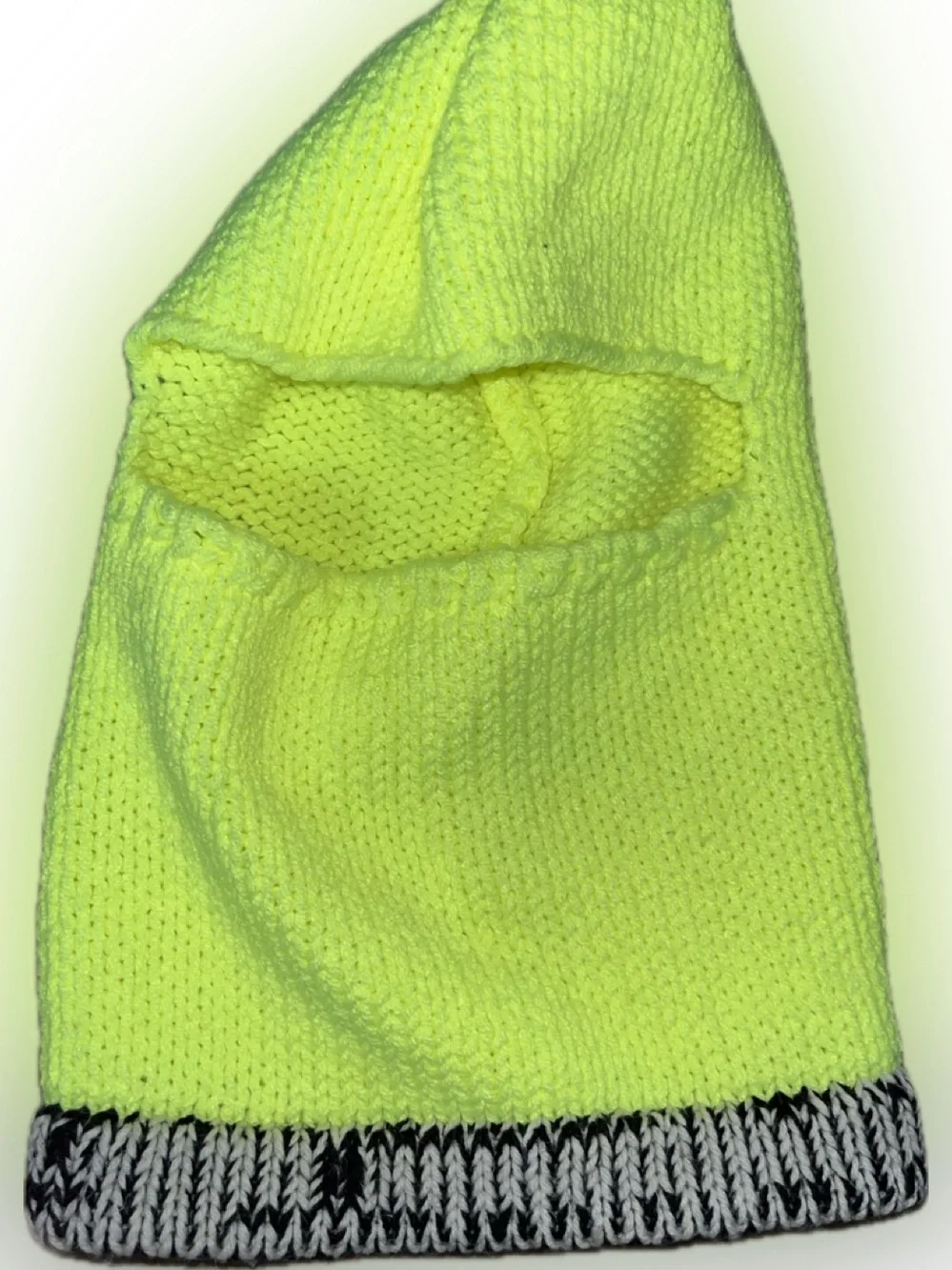 NWOT Neon Yellow Knit balaclava Sweater material stretch thick heavy cotton new